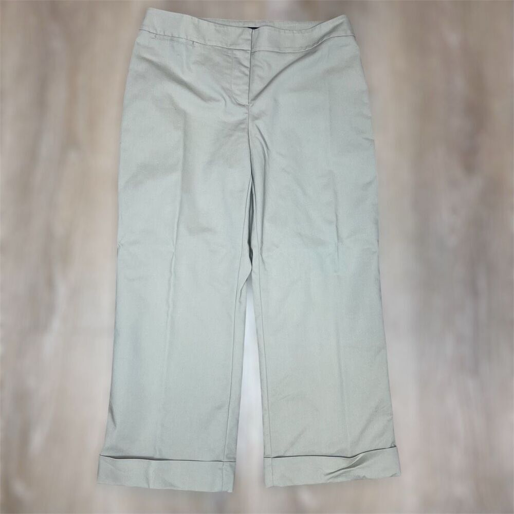 Alfani, Khaki Pleated Cuffed Cropped Trouser Pants, Women’s 4